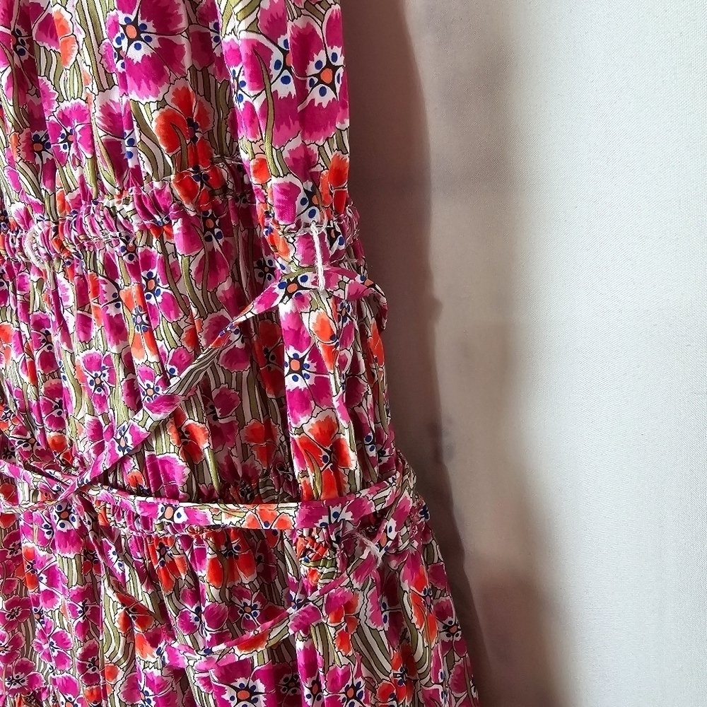 J. Crew Tie-Waist Halter Dress Liberty Ellie Fabric Ellie Ruth Pink Midi Dress - Picture 13 of 13